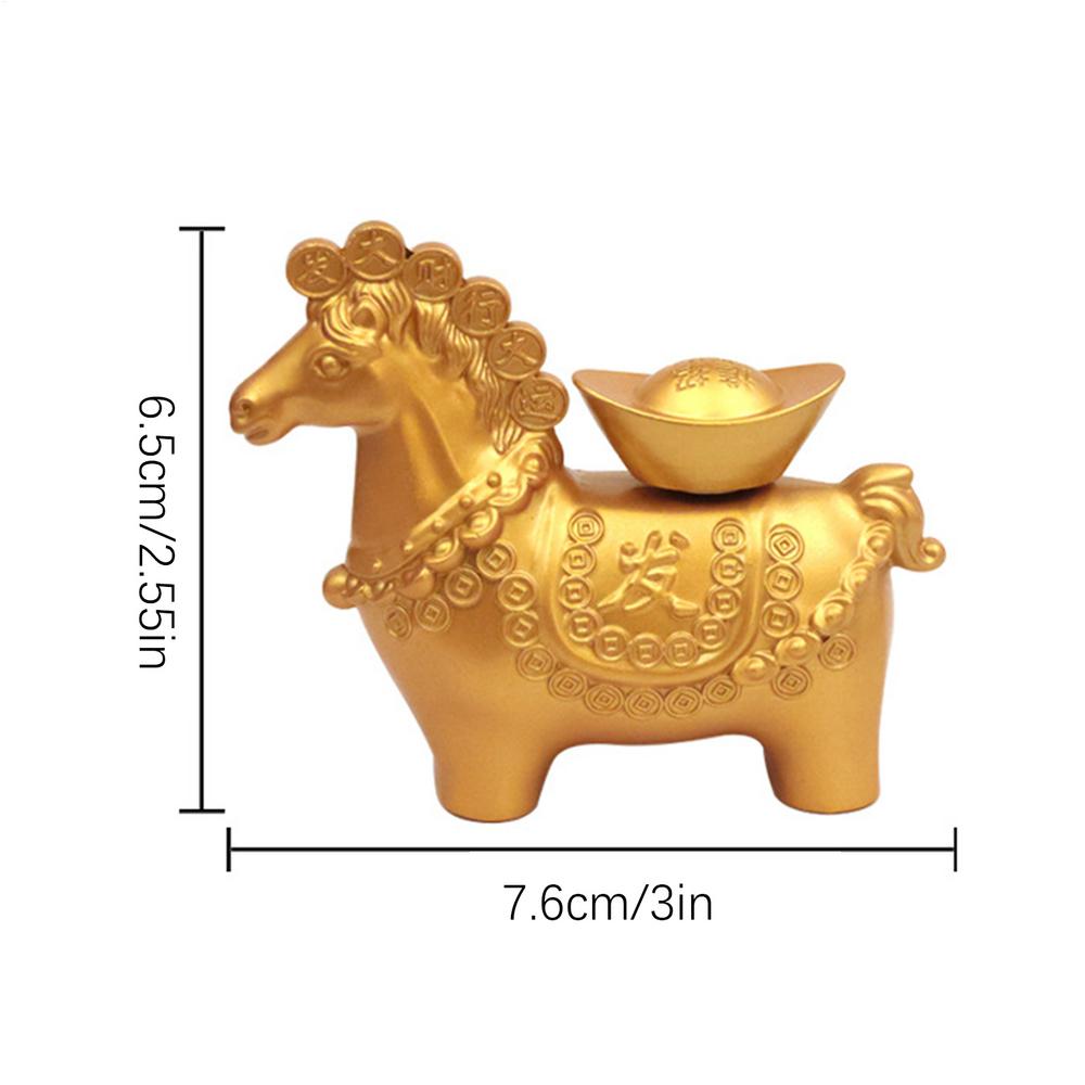 Horse Figures New Year Chinese Golden Realistic Golden Horse Decor For Home For Kids Office Bookshelf Living Room Bedroom