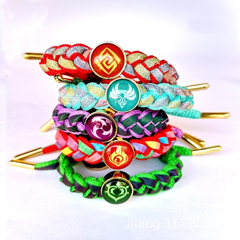 Luminous Genshin Impact Bracelet Adjustable Gradient Braided Bracelet Wind Fire