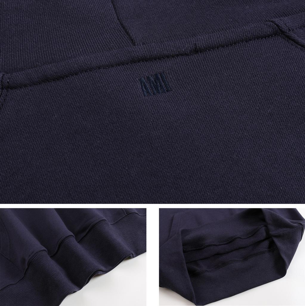 AMI 2025 Autumn and Winter New Letter Embroidery High-quality Cotton Hooded Sweatshirt Sweatshirt Couple Pullover