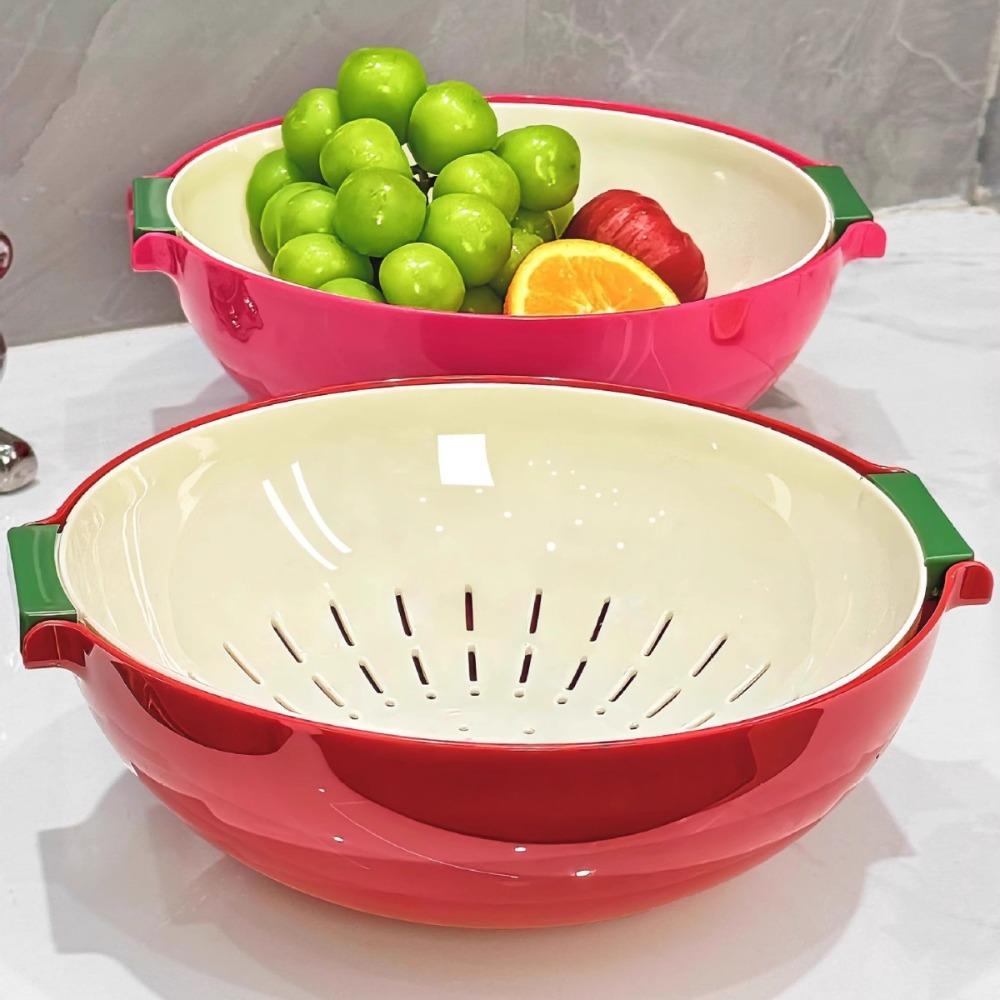 Plastic Drain Basket Double-layer Vegetable Strainer Fruit Vegetable Washing Basket  Kitchen