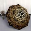 Golden Mandala Patterned Rug - Elegant Circular Design for Home DecorUmbrella, Portable 3-Fold Umbrella for Men & Women,Christmas Gift ES246