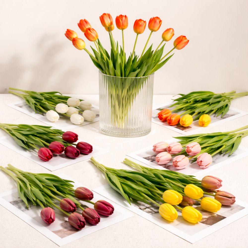 5 Stück/1 Stück Luxus Latex Tulpen Künstliche Blumen Realistisch 41CM Brautstrauß Echte Haptik Simulierte Blumen für Hochzeit Heimdekoration