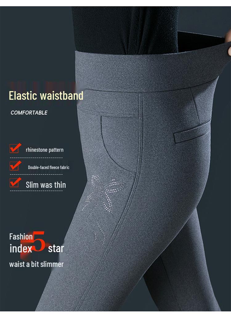 2025 Stylish Plus Size High Waist Elastic Velvet Cropped Skinny Pants - Autumn/Winter Collection