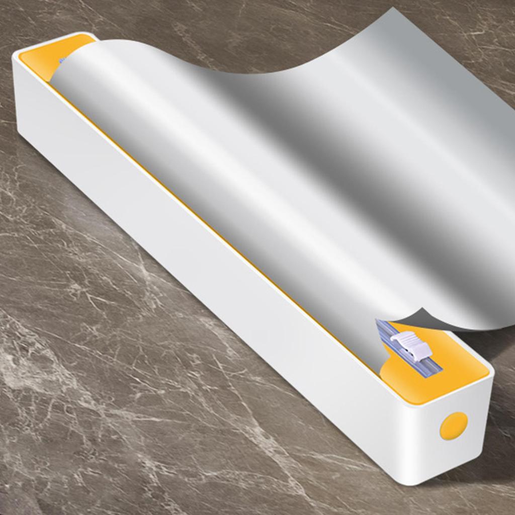 Food Wrap Dispenser with Cutter Sturdy Suction Cup Base for Aluminum Foil Cling Film Wax Paper Kitchen Restaurant Storage Box