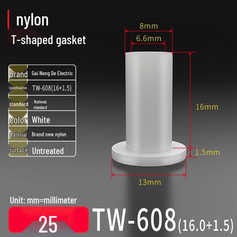 T-förmiger Nylon-Kunststoff-Dichtungsring und Schraubwellenhülse (Für dich: M2-M35)