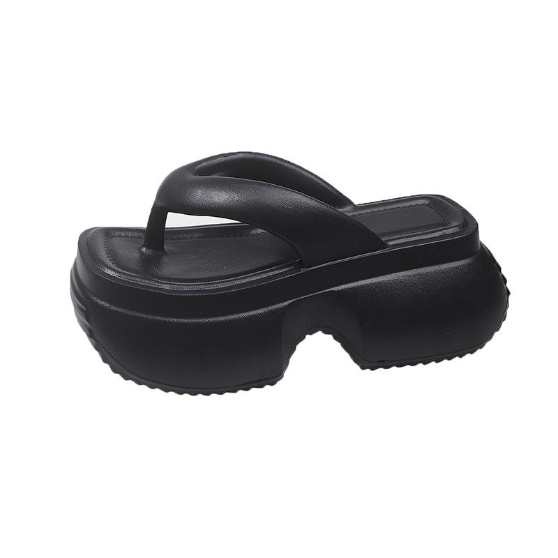 Height-increasing thick-soled ins summer fashion versatile new soft-soled EVA pinch foot non-slip women's flip-flops