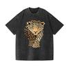 Vintage Leopard Graphic Washed T Shirt Unisex Retro Wild Animal Streetwear Tee