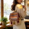 Literature and Art National Style Woven Strap Backpack Winter Polyester Burden Reduction Breathable Anti-theft Leisure Travel Women's Bag