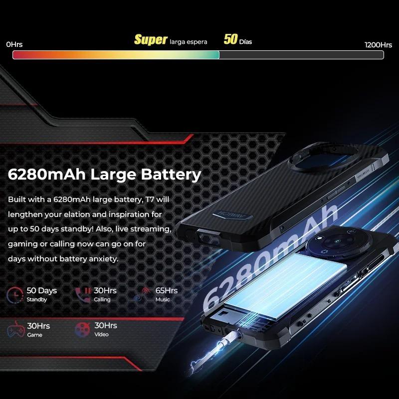 HOTWAV T7 Rugged Smartphone Android 13 8GB(4+4)+128GB ROM Celulares 6280mAh Large Battery 21MP+8MP Camera 6.52'' HD Rugged Phone