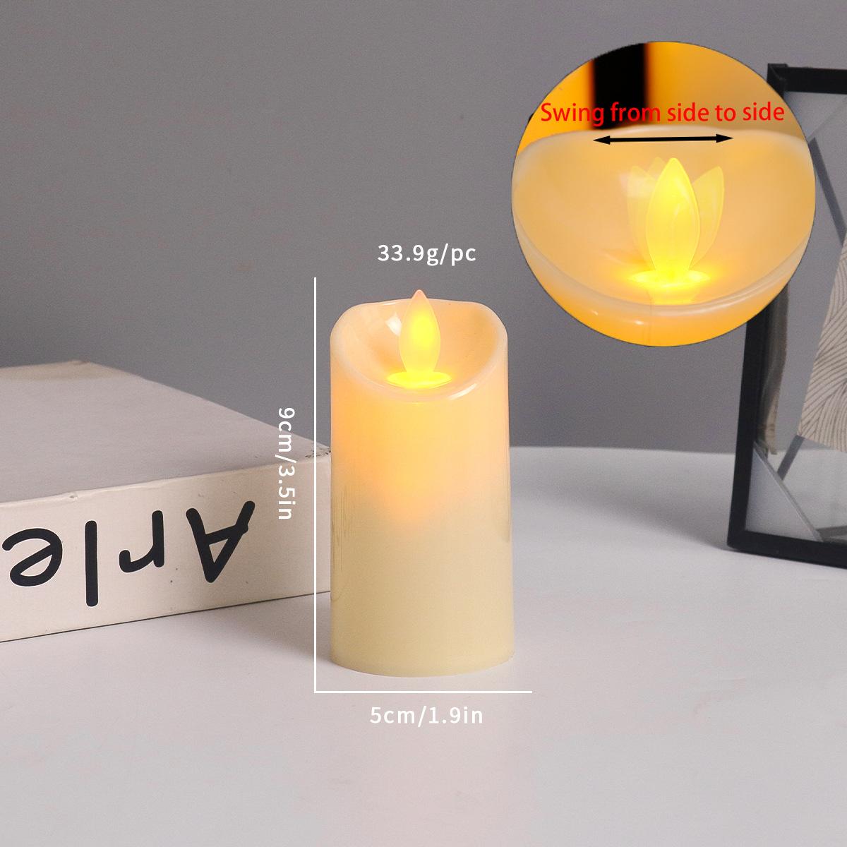 

Безполум’яні вотивні свічки Світлодіодні чайні вогники на батарейках Електрична підроблена свічка з рухомим ґнотом Декоративні свічки для весільної вечірки Лампи 5X9CM жовтий