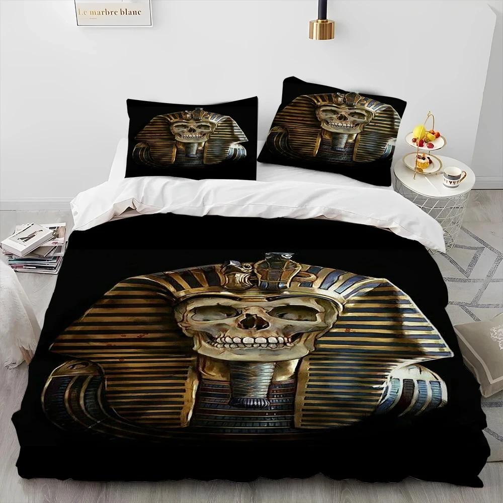 Egyptian Mythology Pharaoh Hieroglyphics Bedding Set Duvet Cover Bed Set Quilt Cover Pillowcase Comforter King Queen Size