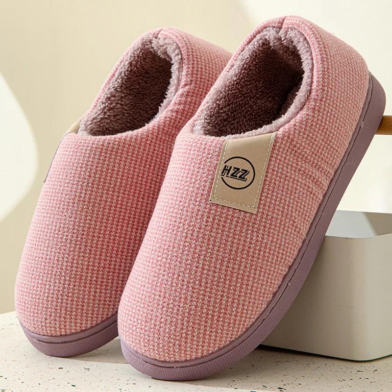 

Fashion Ladies bag heel winter cotton Slippers Men Indoor Warm Plush Footwear NonSlip Platform slipper Couple Women Casual Comfort Shoes 46-47