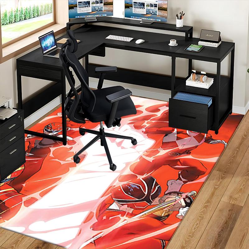 1pc Power Rangers Red Ranger Anime Cartoon Design Office Chair Mat Non-Slip Carpet for Home Decor, Suitable for All Seasons, Ideal as a Gift.Y035