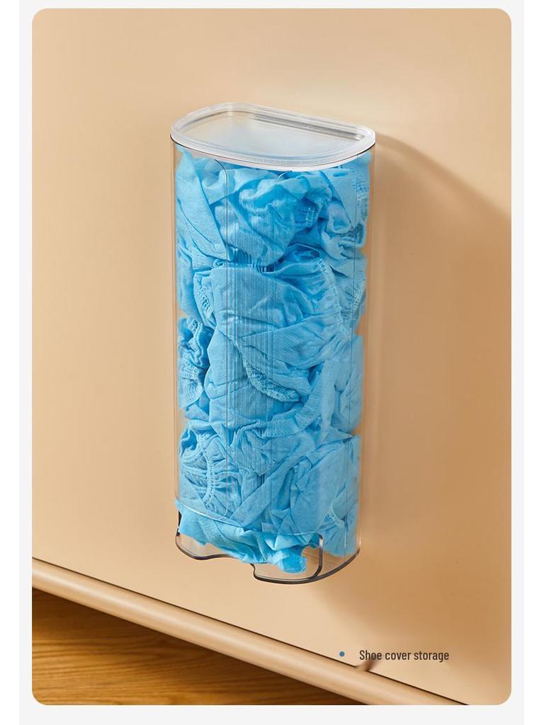 Punch-Free Wall-Mounted Trash Bag Storage Box - Transparent Plastic Wrap Sleeve Organizer for Kitchen