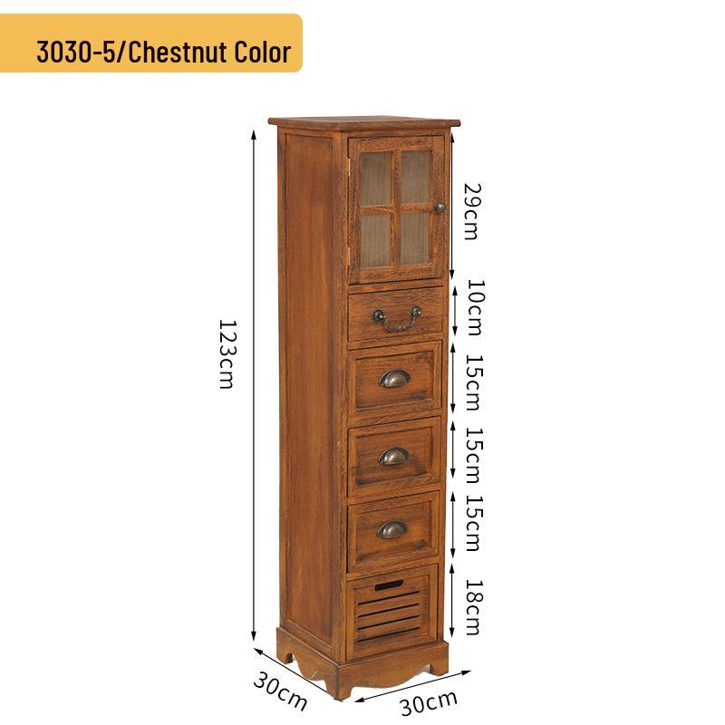 American Solid Wood Narrow Five-Drawer Sideboard and Bedside Cabinet