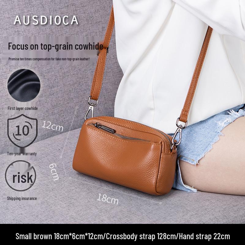 2025 Summer Women's Cowhide Crossbody Phone Bag - Soft Leather, Large Capacity Clutch & Shoulder Bag