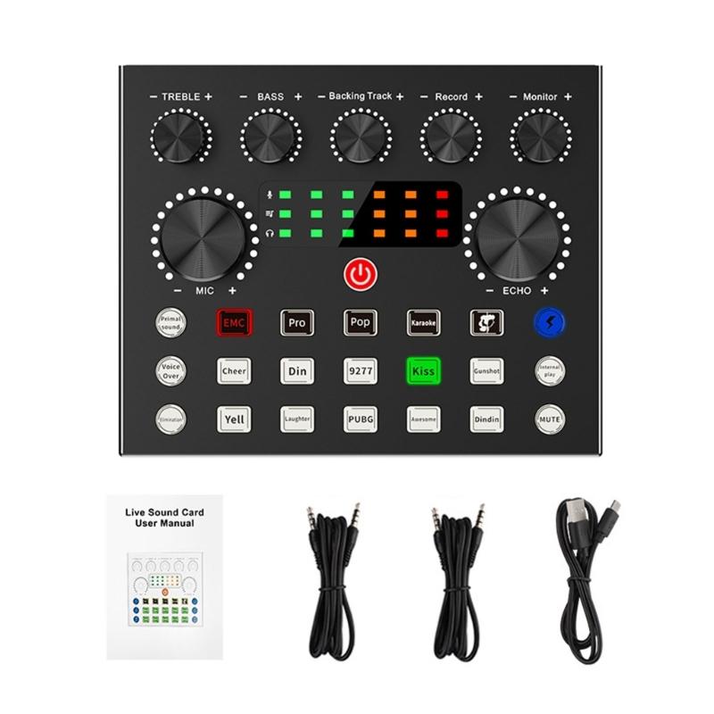Quality Live Sound Card for Clear Recording Easy Plugs &Play Interfaces Clearly Sound Capturing Easy to Use Sound Mixer