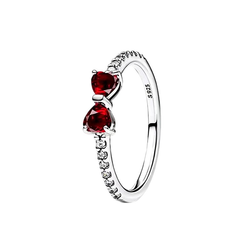 S925 silver new silver bow ring pink color black fashionable niche high-end women's jewelry