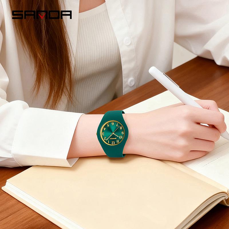 SANDA Student Waterproof Glow-in-the-Dark Silicone Quartz Exam Watch
