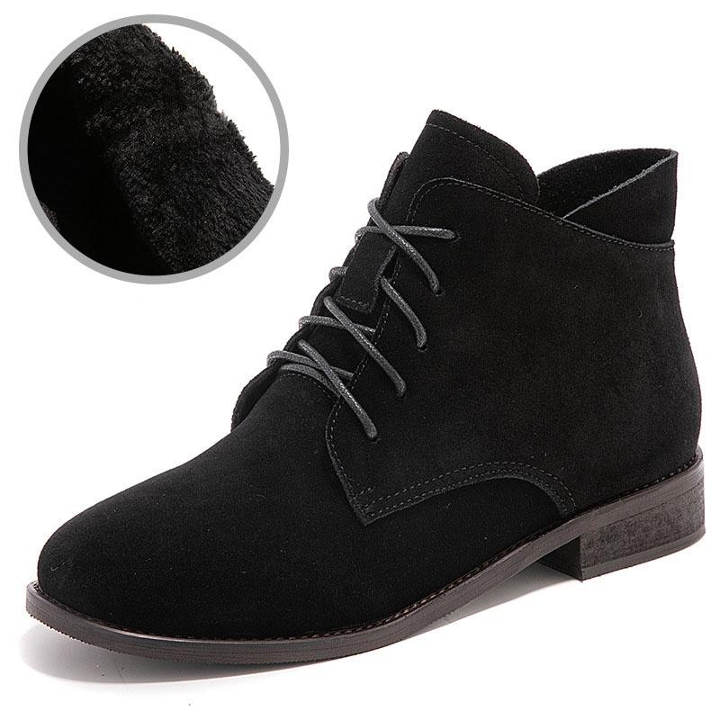 Fashion GKTINOO Women Chelsea Boots 2025 Autumn Winter New Genuine Leather Fashion Casual Shoes Women Cow Suede Lace-up Ankle Boots