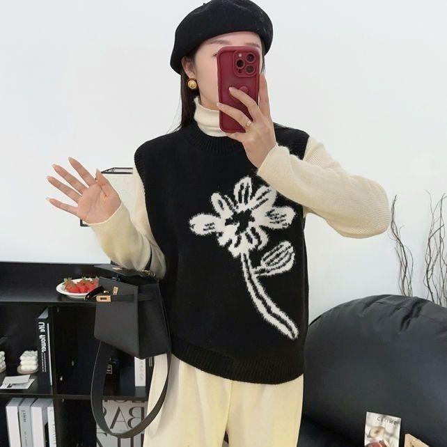 WTEMPO Jacquard Knitted Vest Spring and Autumn Sleeveless Knitted Vest Women's Vest