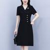 La Chapelle 2026 Summer Plus Size Slimming Short Sleeve Black Suit Dress