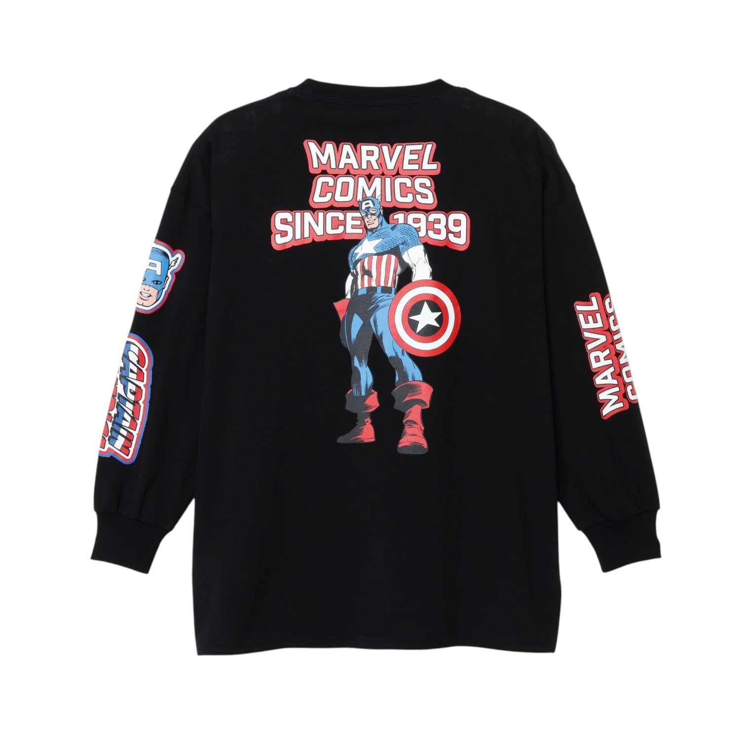 

Футболка с длинным рукавом Small Planet Marvel с принтом, Капитан Америка, свободного размера