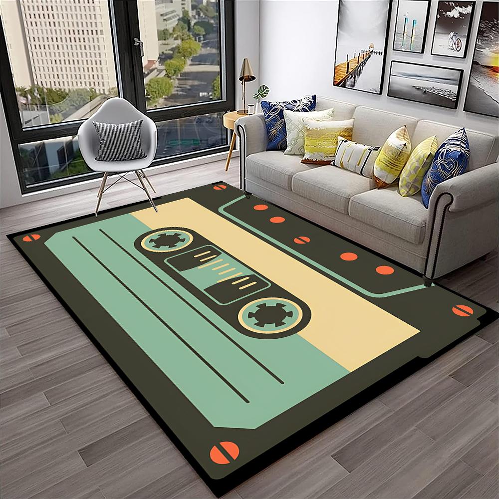 3D Music Cassette Tape Retro Pattern Carpet Rug for Home Living Room Bedroom Sofa Doormat Decor,kids Area Rug Non-slip Floor Mat