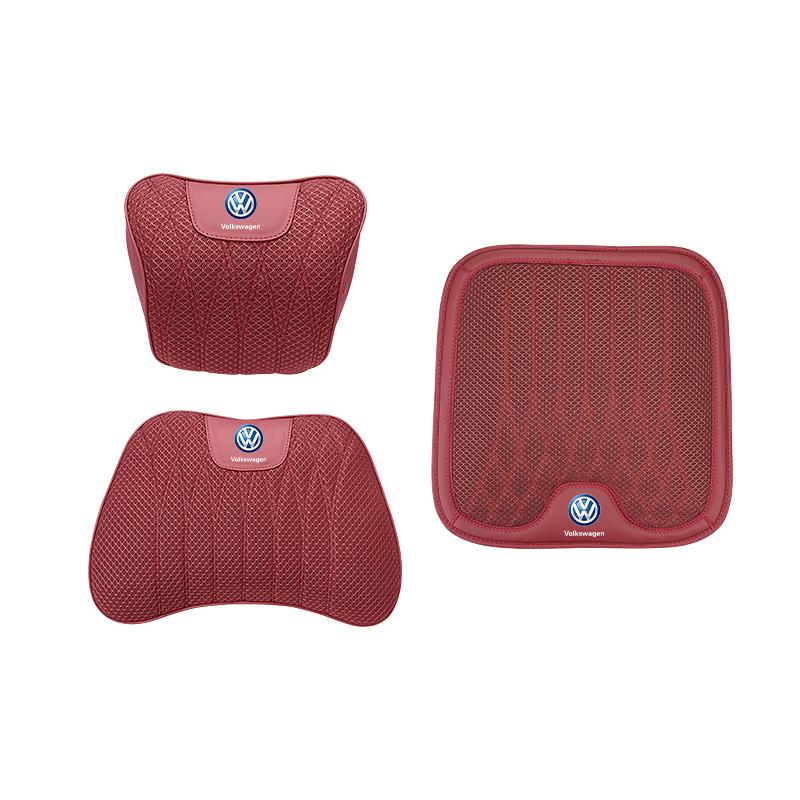 Volkswagen leather headrest ice silk breathable fabric for VW Golf 8 id3 T-roc Passat B8 GTI neck pillow cushion seat cushion