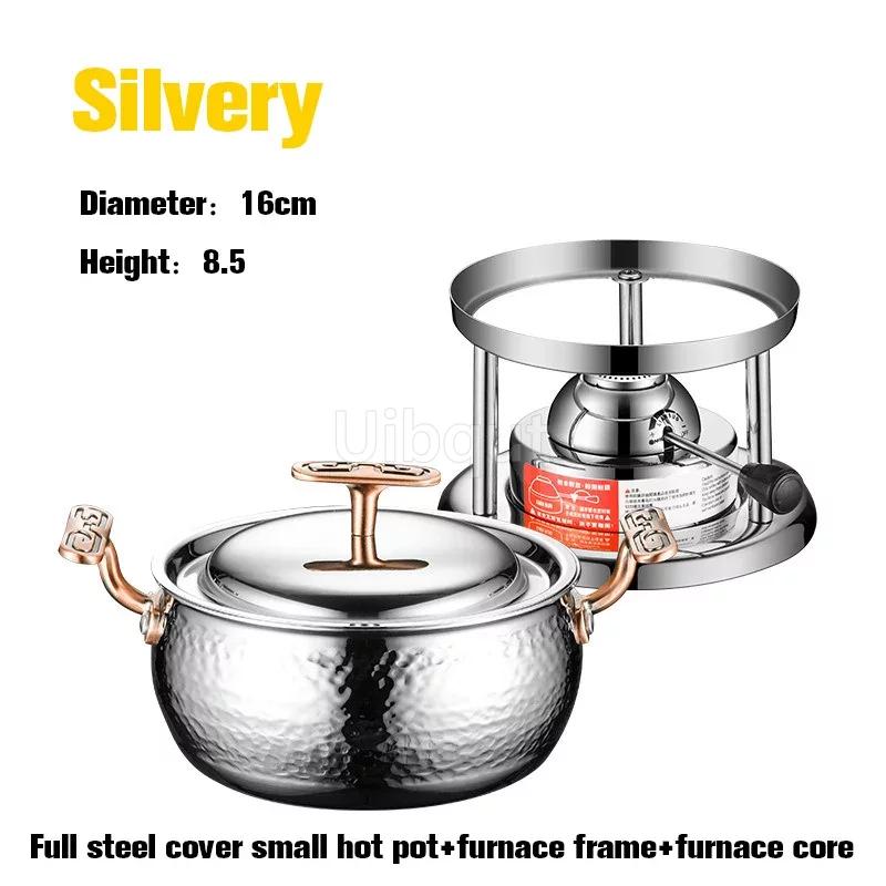 Commercial Inflatable Hotpot Special Pot for Induction Cooker Olla Thickened 304 Stainless Steel Single Person Small Hot Pot
