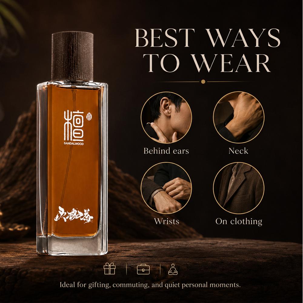 Sandalwood perfume, sandalwood temple flavor, burning incense, sandalwood road, light fragrance, high-grade fragrance, long-lasting fragrance