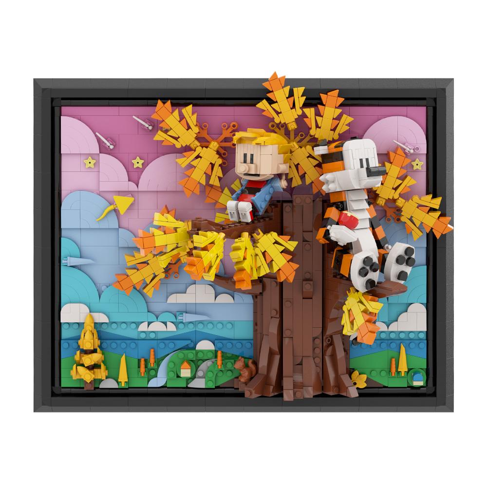 Gobricks MOC Calvined and Hobbes Bricks Model Calvined and Hobbes Cartoon Tiger Building Blocks Toys Gift