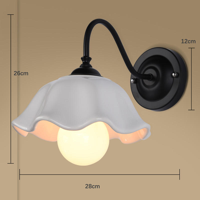Flower Wall Kinquet, 220V E27 Buldless Night Light for Bedroom, Modern Creative Rustic Iron Lamp, Black