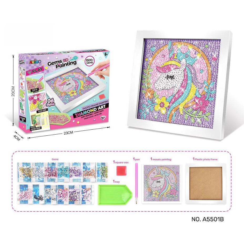 Childrens Craft Rhinestone Dotting Set With Frame Plastic Material For Toddler Art Activities