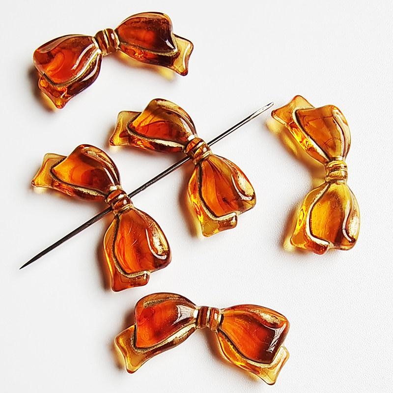 Retro Amber Gold-Inlaid Rose Mirror Heart Beading Supplies