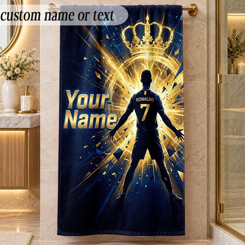 Beach TowelCristiano Ronaldo Custom Name Text Personalized Soft Towel for Beach Pool Indoor Home Decor Gift
