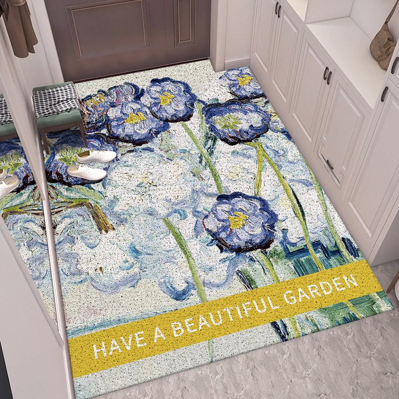 Нескользящий коврик для прихожей в стиле трансграничной масляной живописи для дома - Моющийся, грязезащитный, разрезаемый коврик-рулон 50×80cm