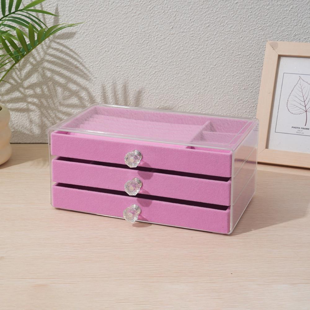 Jewelry Storage Box Multi-layer Transparent Acrylic Flannel Jewelry Hair Accessories Necklace Earrings Staples Bracelet Display Stand Jewelry