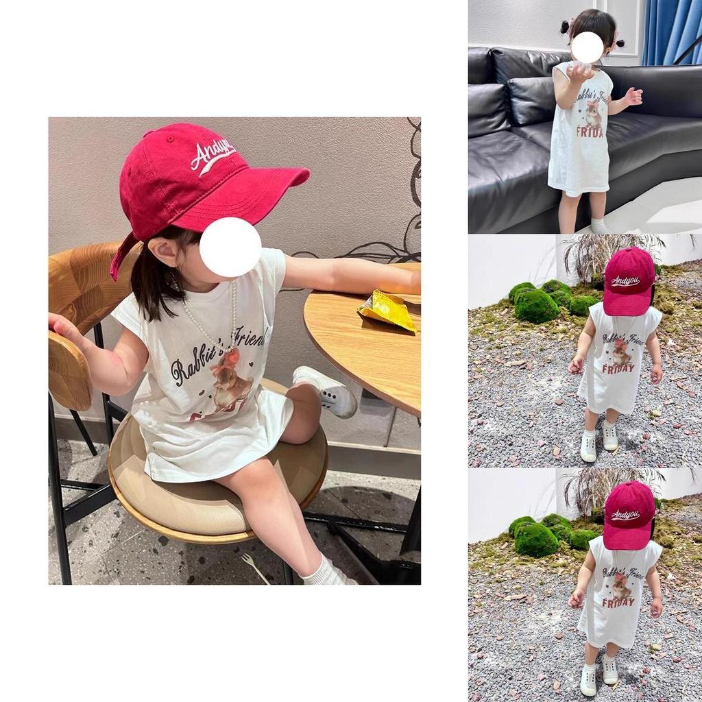 Cartoon Girl Summer Tank Dress With Cotton Fabric For Toddler Kids
