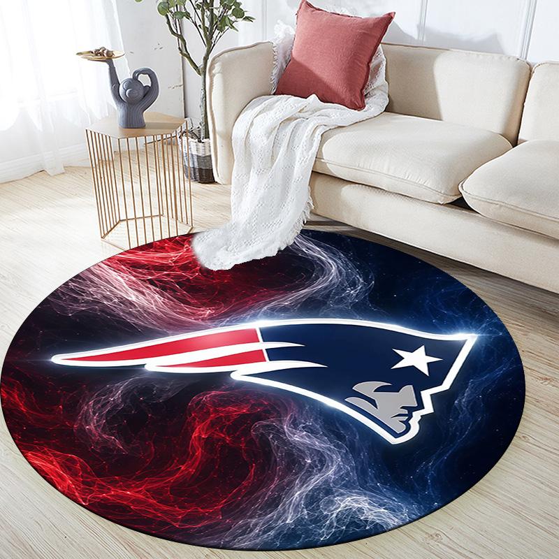 New England Patriots Round Area Rug,Carpet Rug for Living Room Bedroom Sofa Playroom Decor,Non-slip Floor Mat