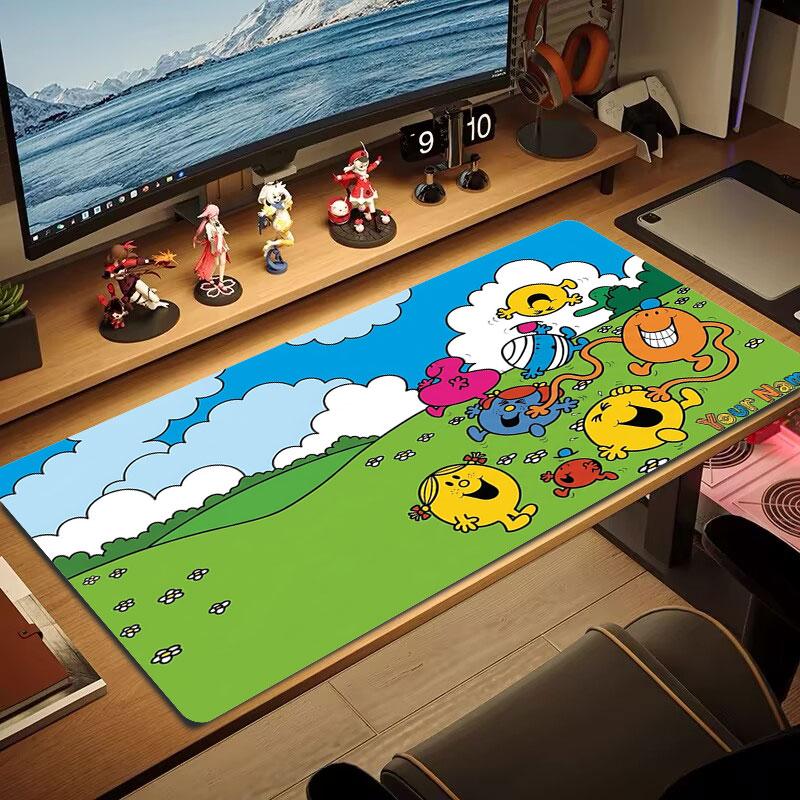 Mr. Men Little Miss Custom Name Large Size Mouse Pad Large Gaming Table Cushion Non-slip Laptop Tablet Big Mousepad XXL Mat Mini PC Playmat With Lock
