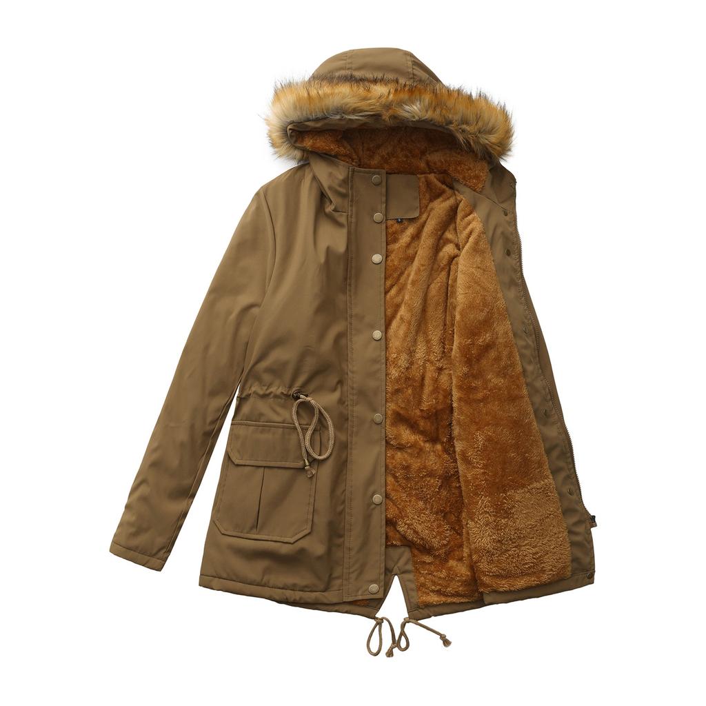 Women's Plush Hooded  Collar Winter Warm Coat Large Size Loose And Comfortable Cotton Jacket
