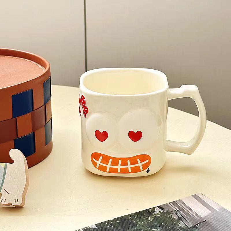 Birthday gift water cup household strange ghost mug with lid ceramic cup for girls gift water cup