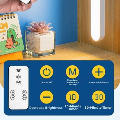 USB Rechargeable Desk Lamp Stepless Dimming Eye Protection Reading Night Light Digital Clock Magnet Adsorption LED Table Lamp