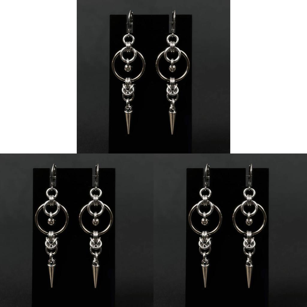 Gothic Double Oshaped Spike Pendant Earrings For Women With Zinc Alloy Geometric Design