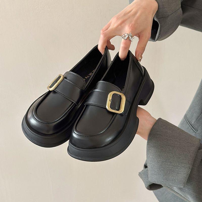 French platform loafers women's 2025 new spring and autumn retro thick heel Japanese jk British style small leather shoes women's leather shoes