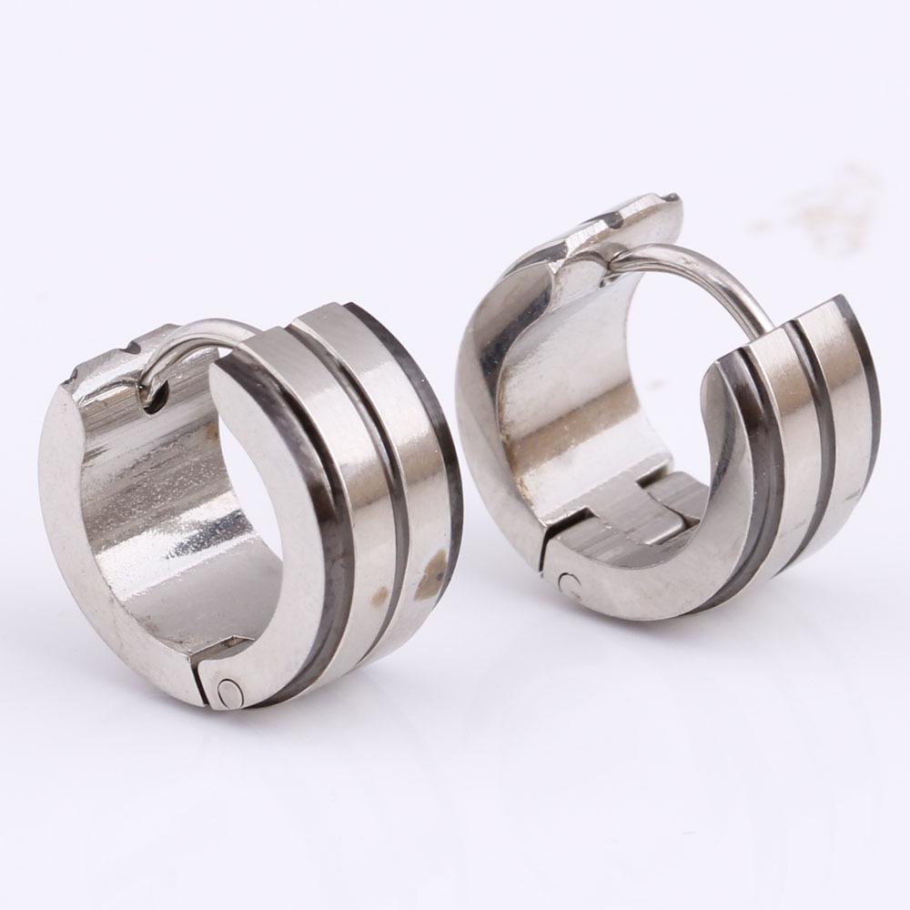 4MM Black Frosted Double Row Titanium Steel Ear Studs
