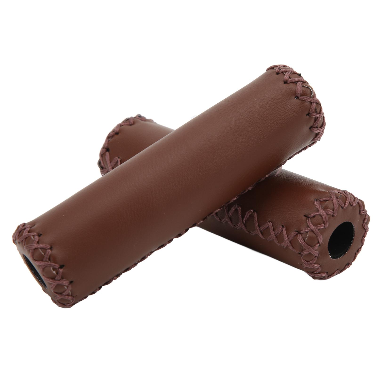 

Bike Handlebar Grip Retro PU Leather Bicycle Handle Grips Universal Wear Resistant Handlebar CoverCoffee кавовий