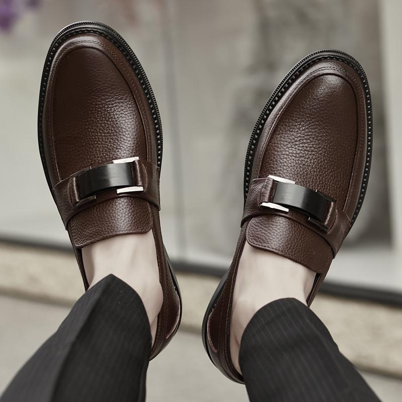 Fashion Genuine Leather Casual Shoes Fashion Men's Comfortable Loafers Soft Sole Non-slip Men Driving Footwear Business Walking Flats
