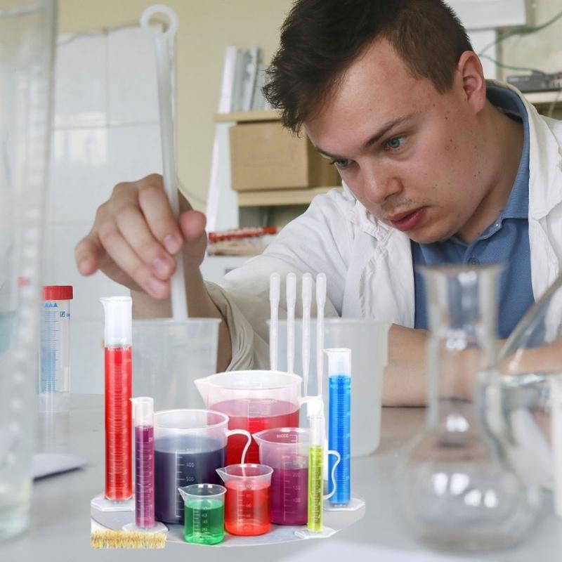 11Pcs 10ml, 25ml, 50ml, 100ml Graduated Cylinders, 50ml, 100ml, 250ml, 500ml, 1000ml Beakers, Pipettes Set with Brush